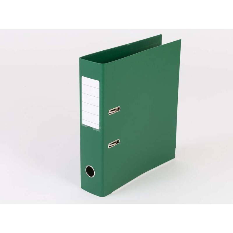 Brevordner Q-Line gr&oslash;n A4 metalskinne 75mm ryg