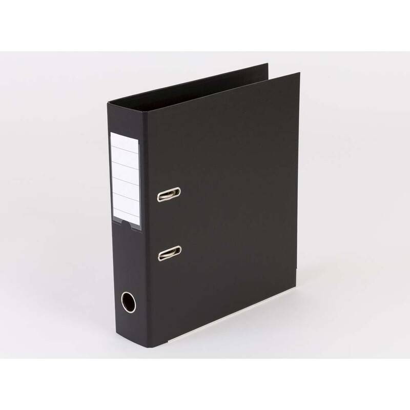 Brevordner Q-Line sort A4 metalskinne 75mm ryg