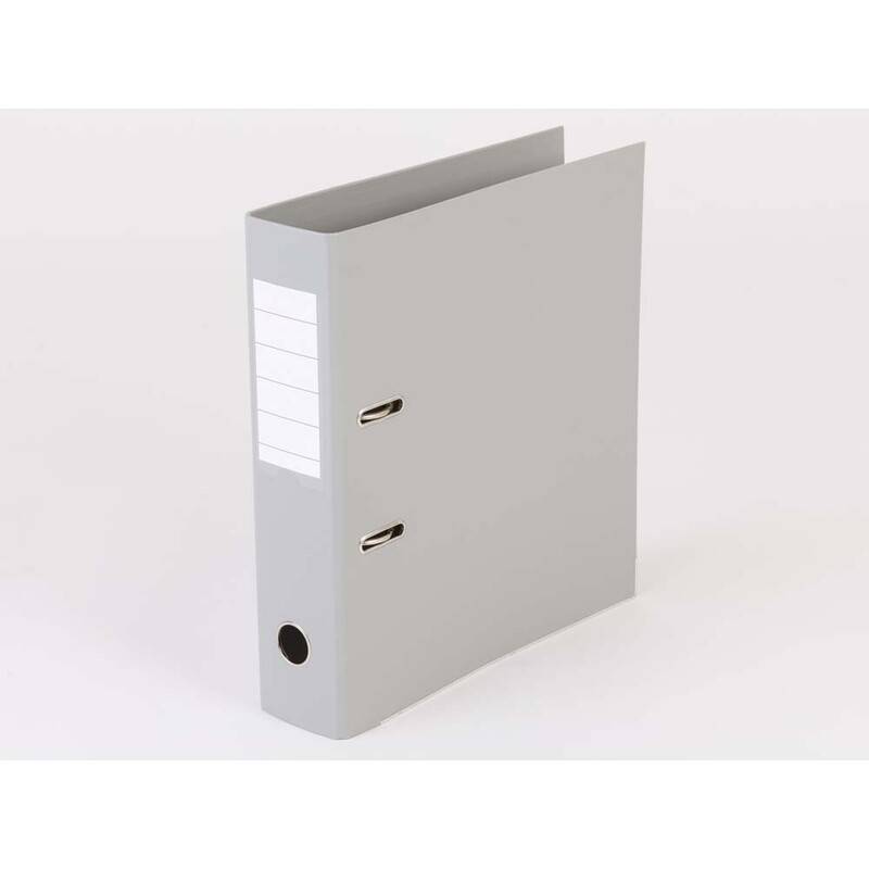 Brevordner Q-Line gr&aring; A4 metalskinne 75mm ryg