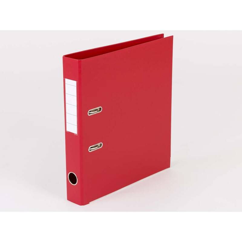 Brevordner Q-Line r&oslash;d A4 metalskinne 50mm ryg