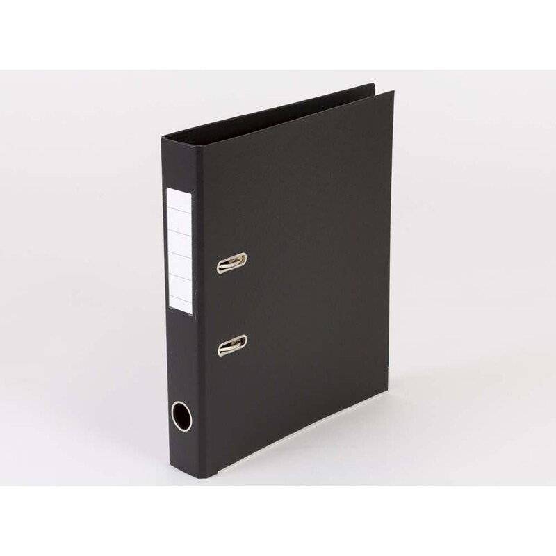 Brevordner Q-Line sort A4 metalskinne 50mm ryg