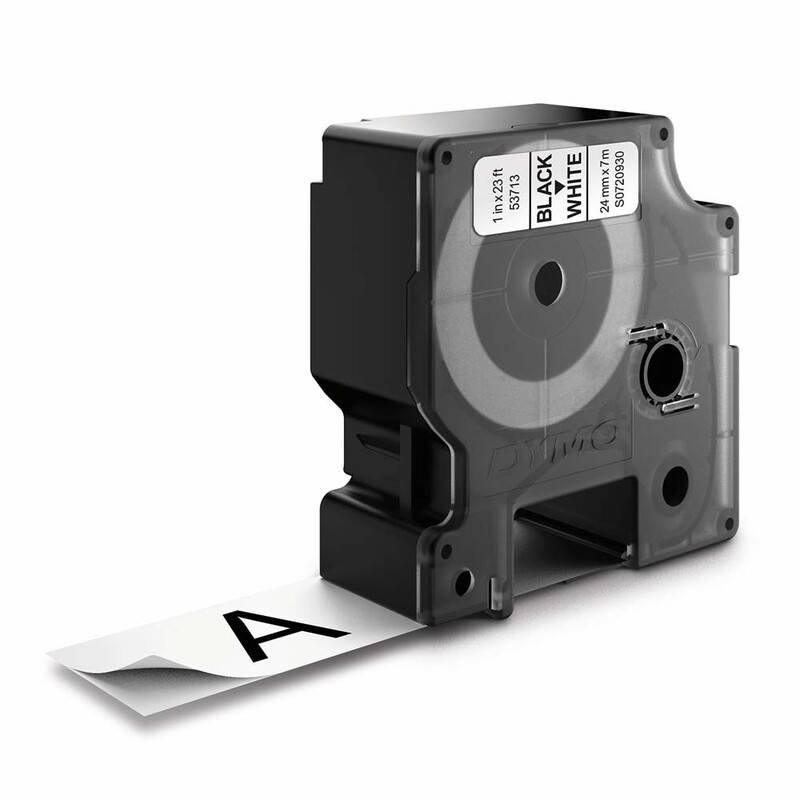 Labeltape DYMO D1 53713 S0720930 24mmx7m sort p&aring; hvid