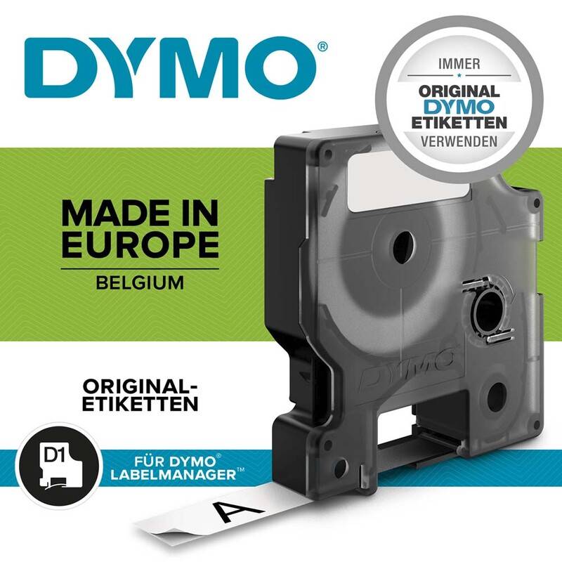 Labeltape DYMO D1 24mm sort p&aring; r&oslash;d Dymo Labeltape Type D1 sort/r&oslash;d