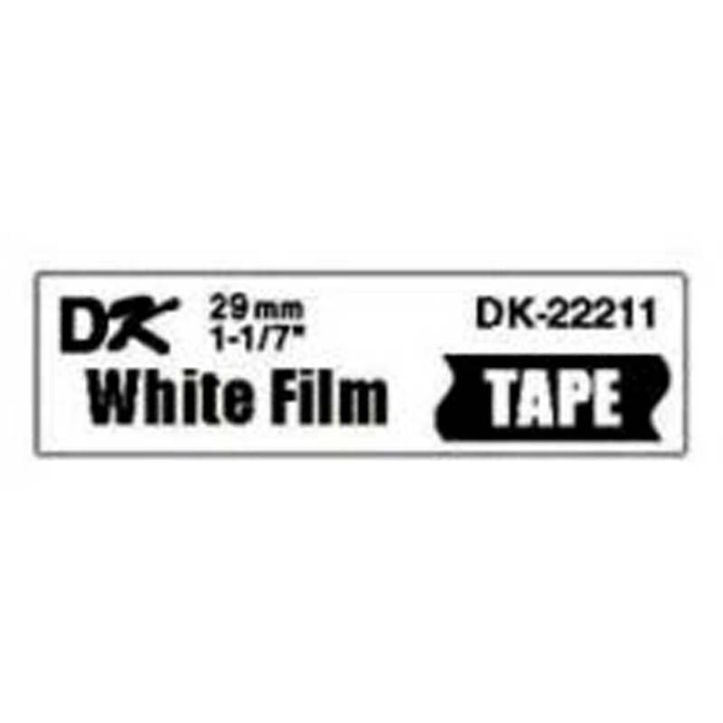 Label Brother hvid DK-22211 29mmx15,24m sort p&aring; hvid filmtape