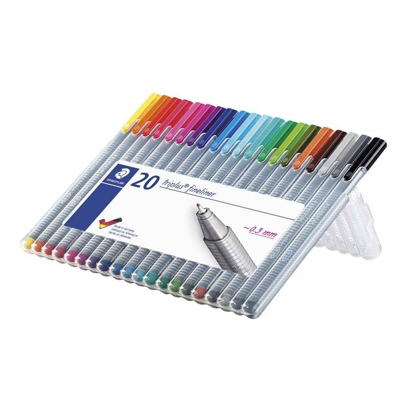 Fineliner STAEDTLER triplus ass. 20stk/s&aelig;t 0,3mm 334-SB20