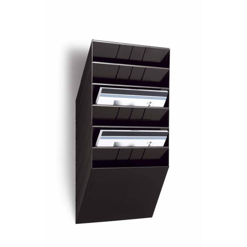 Brochureholder Flexiboxx A4 sort 6 fag liggende t/v&aelig;g