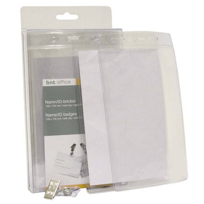 Navneskilte t/ID 100x150mm bl&oslash;d plast st&aring;ende format