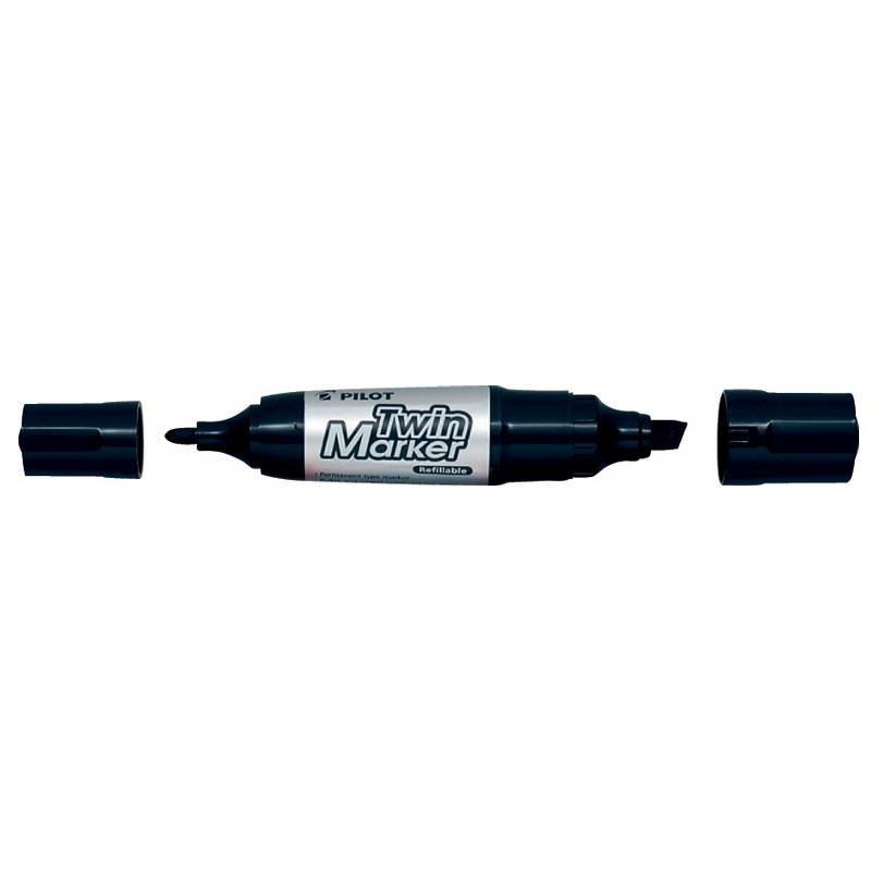 Marker TWIN Pilot BG sort 2 spidsbredder