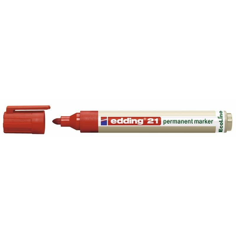Marker Edding 21 ECOLINE r&oslash;d perm. 1,5-3mm rund spids
