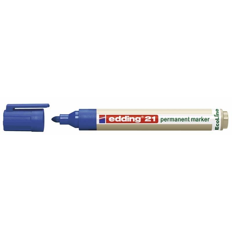 Marker Edding 21 ECOLINE bl&aring; perm. 1,5-3mm rund spids