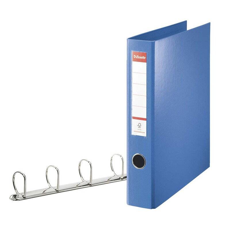 Ringordner Esselte A4 4DR/40 mm bl&aring; 210x297mm antal ringe: 4