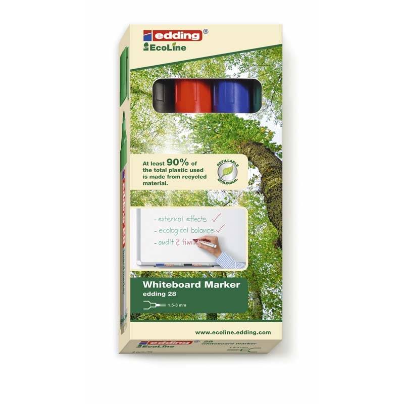 Whiteboardmarker edding 28 EcoLine ass. 1,5-3mm 4stk/s&aelig;t