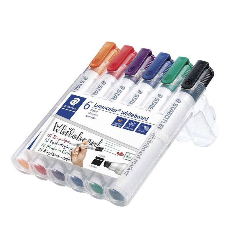 Whiteboardmarker Lumocolor 6stk/s&aelig;t ass. 2-5mm 351BWP-6