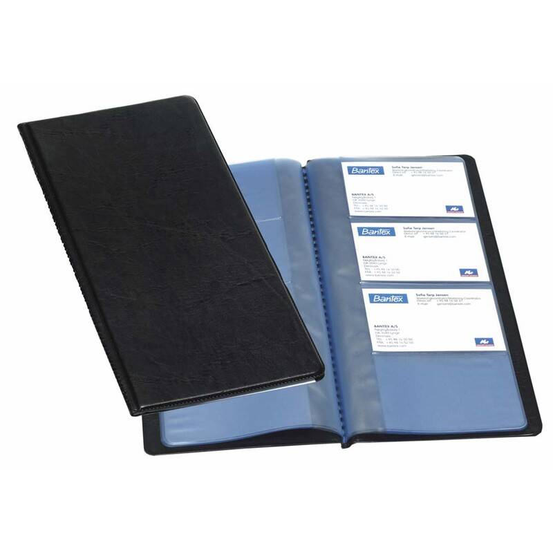 Visitkortmappe t/ 96 kort 125x255mm sort 3550