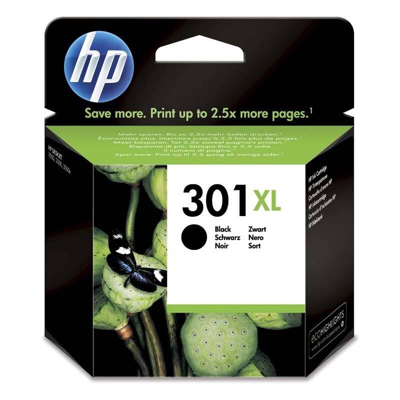 HP 301XL Sort 430 sider Bl&aelig;k CH563EE