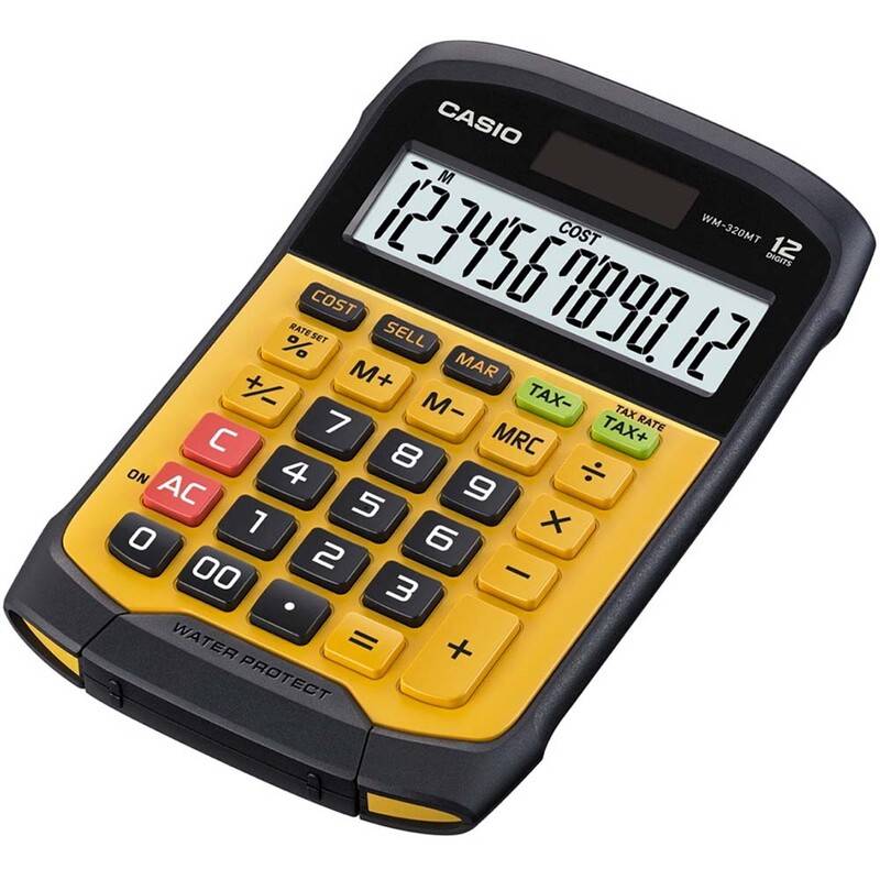 Lommeregner Casio WM-320MT vandt&aelig;t gul 12 cifre
