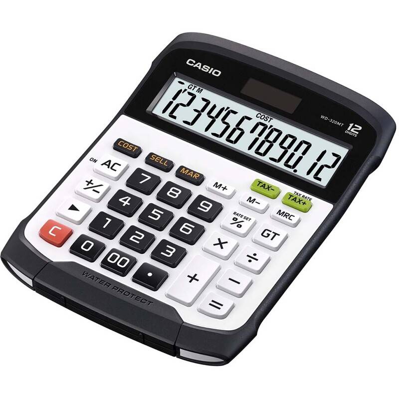 Lommeregner Casio WD-320MT vandt&aelig;t hvid 12 cifre