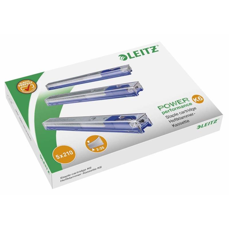 H&aelig;fteklammekassetter Leitz 6mm bl&aring; 5x210stk/pak