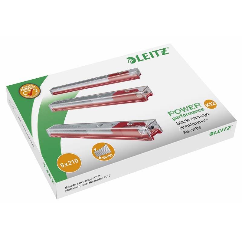 H&aelig;fteklammekassetter Leitz 12mm r&oslash;d 5x210stk/pak