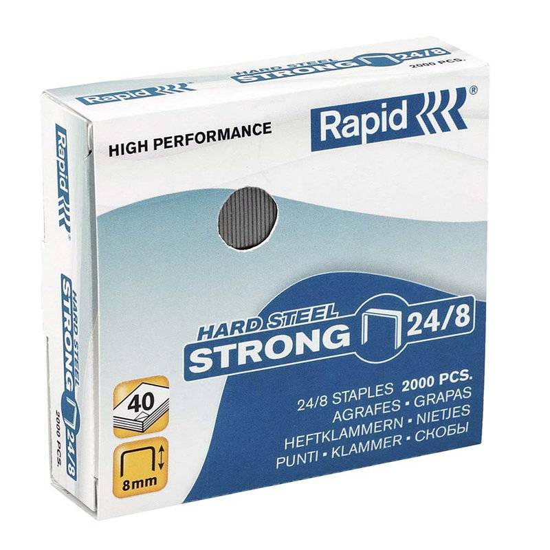 H&aelig;fteklamme Rapid Strong 24/8 kobber 2000/stk/pak