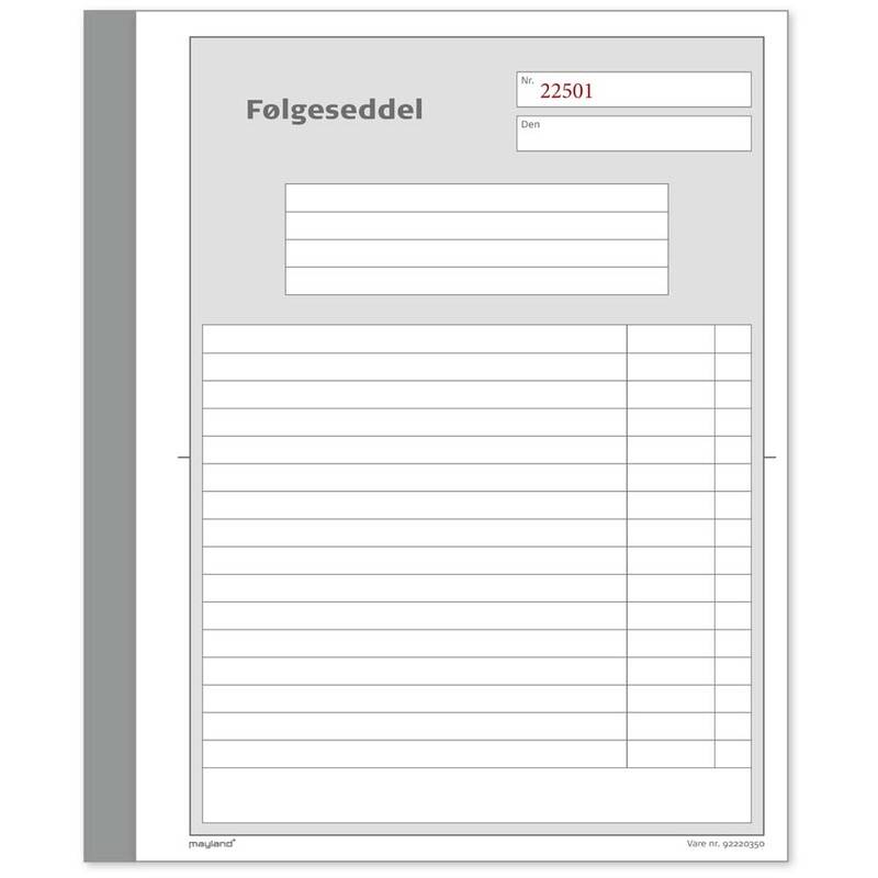 F&oslash;lgeseddelbog 2x50bl 148x200mm 92 2203 50