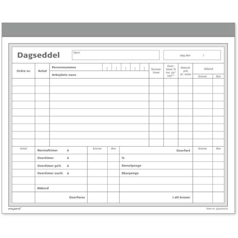 Dagsseddel - 2x50 blade 200x148mm 92 2200 10