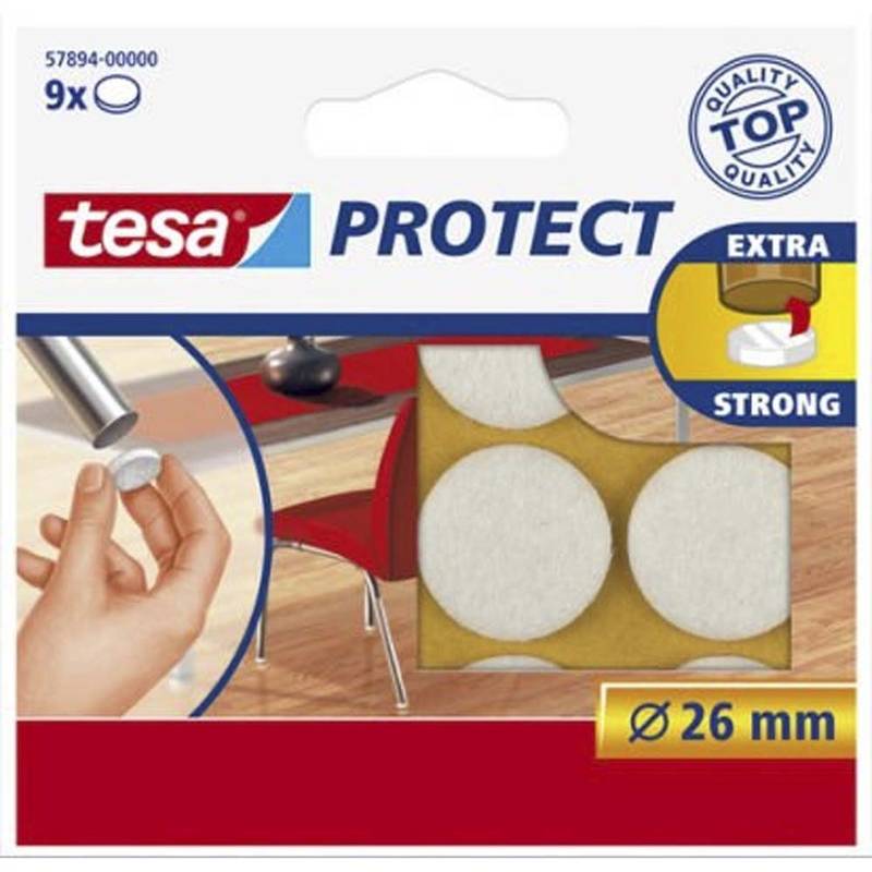 Filtpuder tesa hvide &Oslash;26mm 9stk/pak pakke med 9 stk