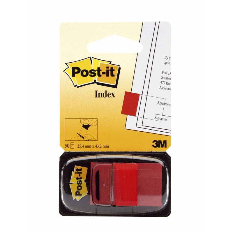 Post-it indexfaner 680-1 r&oslash;d 25,4x43,2mm 50stk/pak