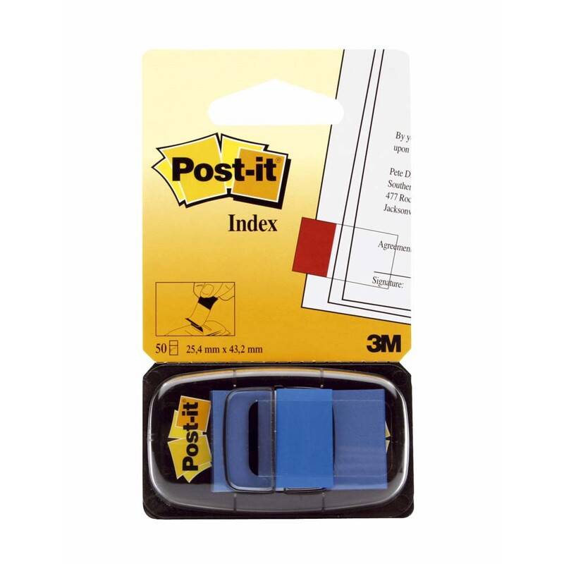 Post-it indexfaner 680-2 bl&aring; 25,4x43,2mm 50stk/pak