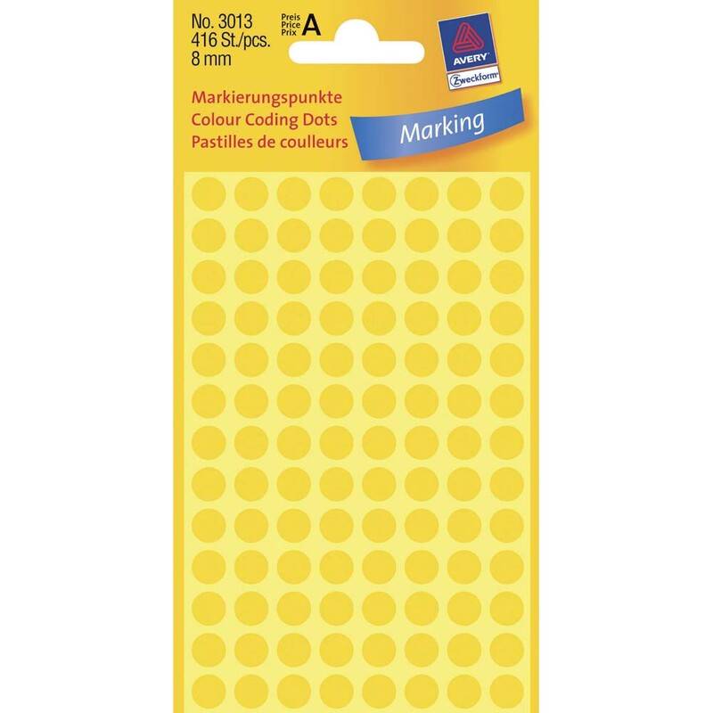 Etiket Avery gul &Oslash;8mm 416stk/pak 3013 Universeletiket