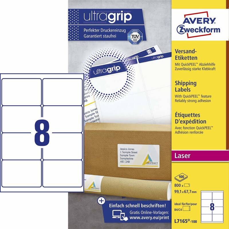 Laseretiket Avery 99,1x67,7mm 8/ark 100ark/pak L7165