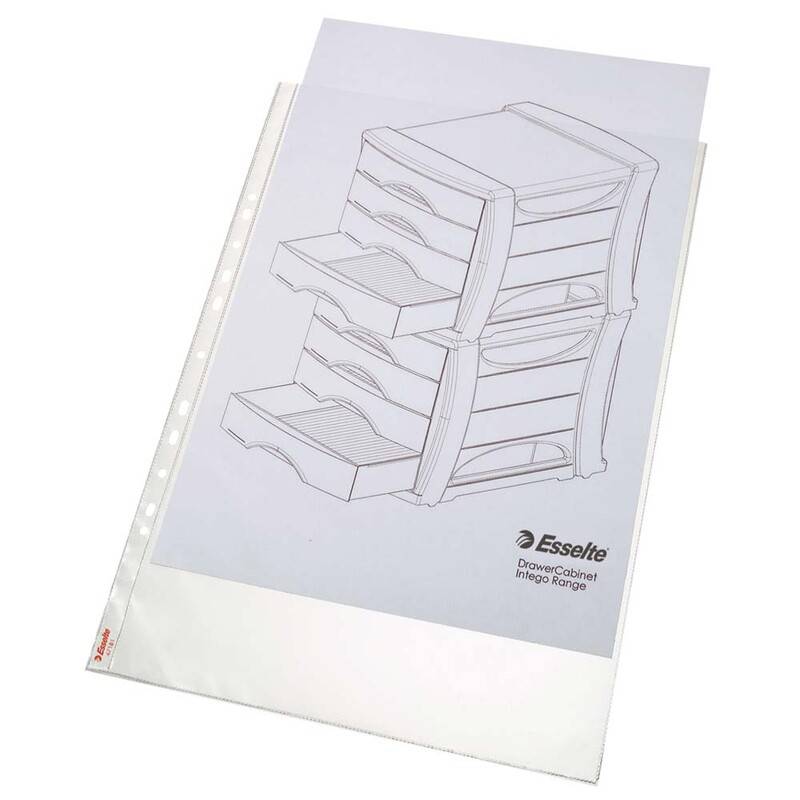 Plastlomme Esselte A3 0,085mm hul lang side premium 10stk/pak
