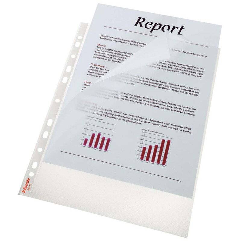 Plastlomme Esselte A4 0,115mm &aring;ben top/ven. pr&aelig;g 10stk/pak