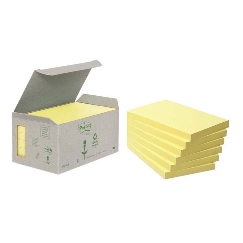 Post-it notes Milj&oslash; 76x127mm gul 6blk/pak