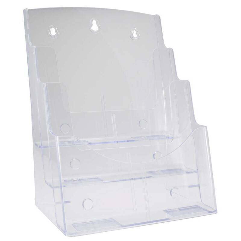 Brochureholder bnt klar A4 3 rum bord/v&aelig;g 297x210mm