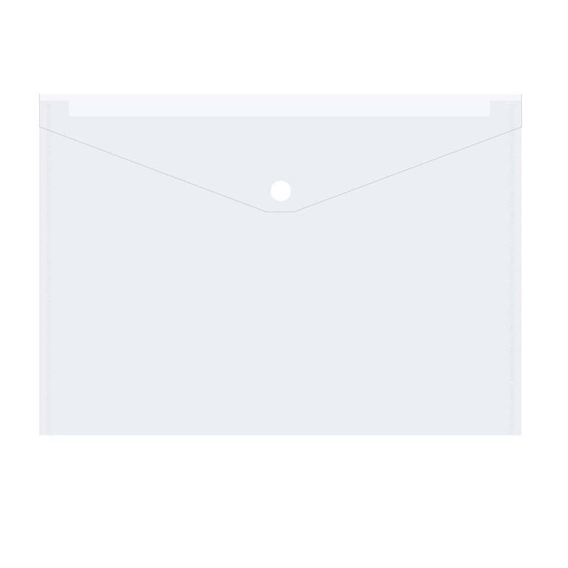 Plastmappe PP A4 transparent m/klap og trykknap