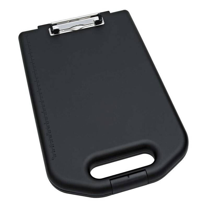 Clipboard Wedo m/h&aring;ndtag og rum sort gr&aring; 250x420mm plastik