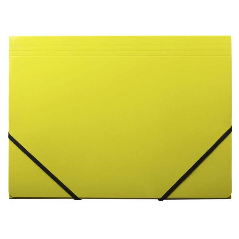 Elastikmappe Q-Line A4 gul m/3 klapper & elastik blank