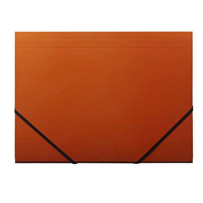 Elastikmappe Q-Line A4 orange m/3 klapper & elastik blank