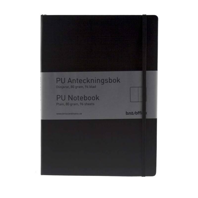 Notesbog bnt sort A4 ulinieret 96bl 80g