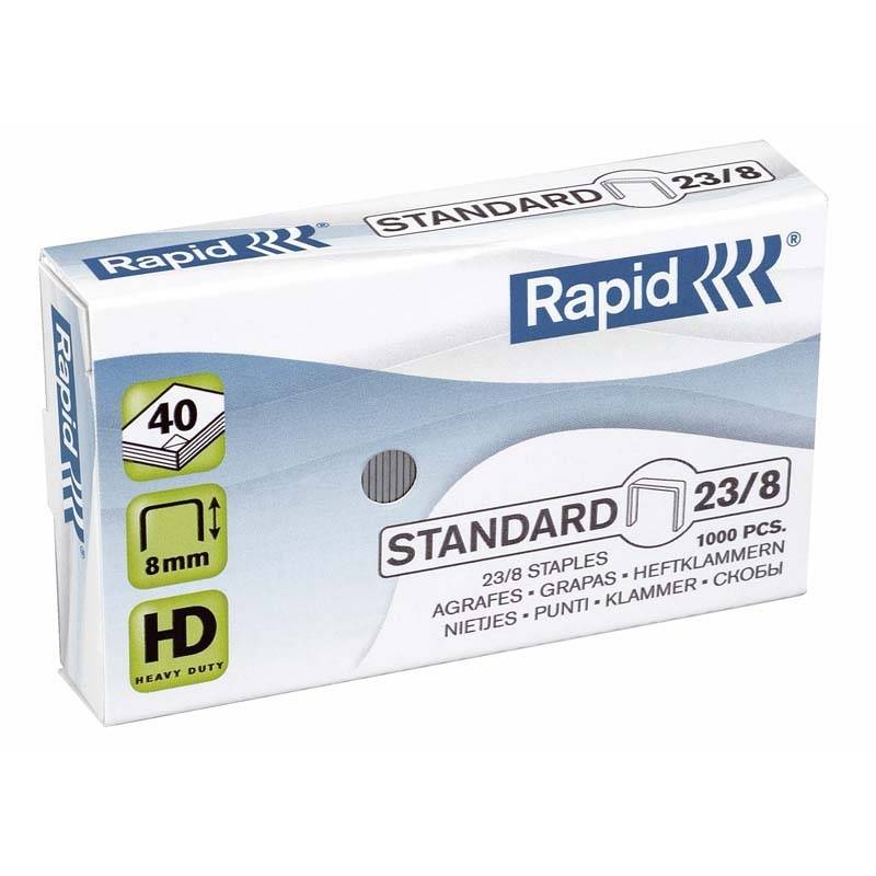 H&aelig;fteklammer galvaniseret 23/8 Rapid standard 1000stk/pak
