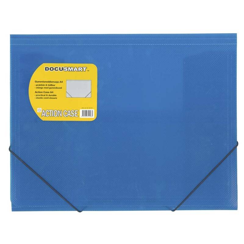 Plastmappe bnt Docusmart A4 bl&aring; m/3 klapper
