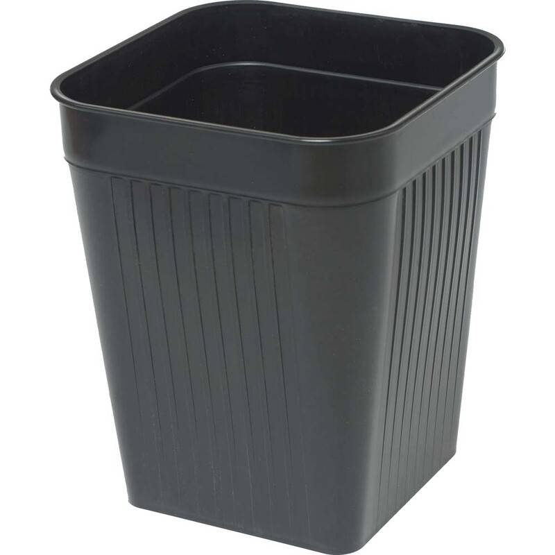 Papirkurv plast sort 14 l 4-kantet 321x260x260mm