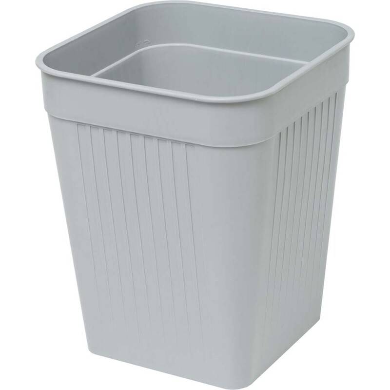 Papirkurv plast gr&aring; 14 l 4-kantet 321x260x260mm