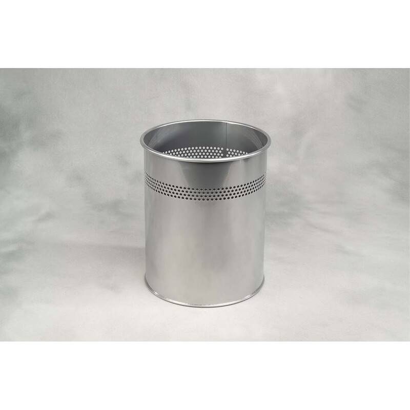 Papirkurv m/huller s&oslash;lvmetal 15l h&oslash;jde 320mm dia. &Oslash;260mm