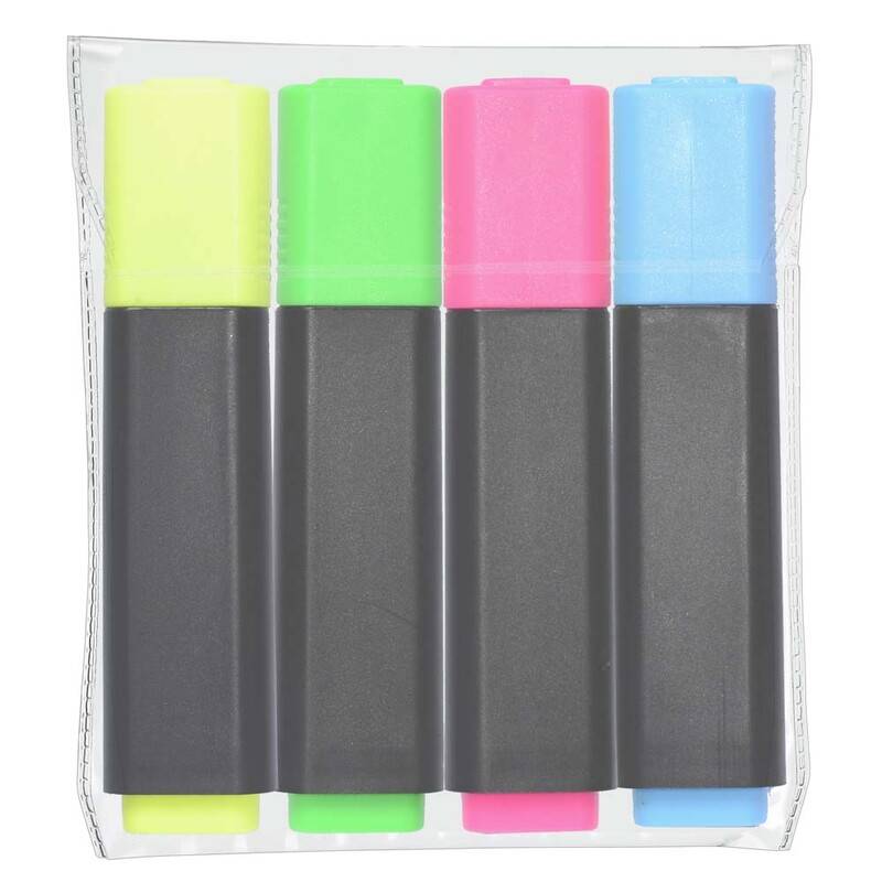 Tekstmarker Q-Line assorteret 4stk/s&aelig;t
