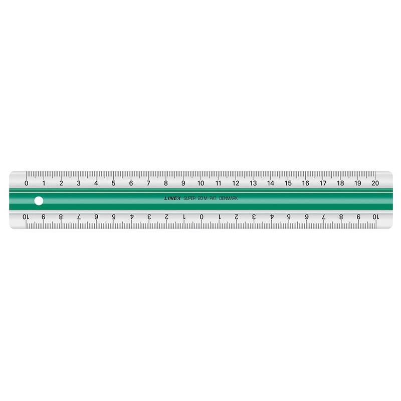Lineal plast m/gummiskinne LINEX 20cm S20
