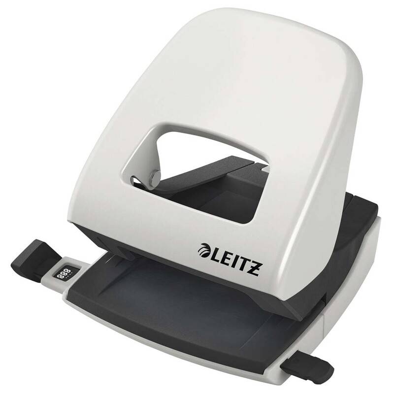 Hulapparat Leitz gr&aring; 2-huls m/skinne t/30ark 5008
