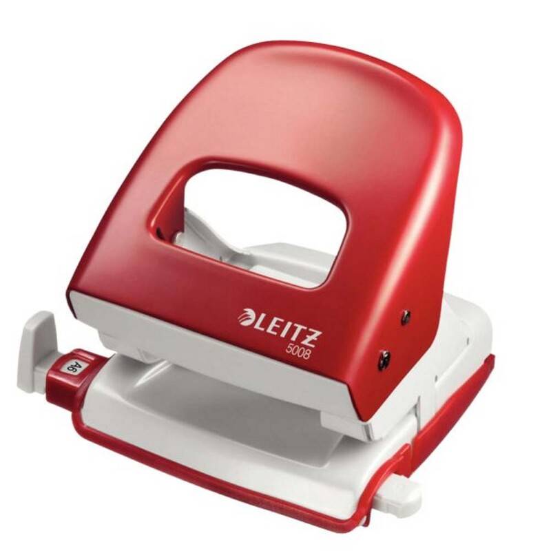 Hulapparat Leitz r&oslash;d 2-huls m/skinne t/30ark 5008