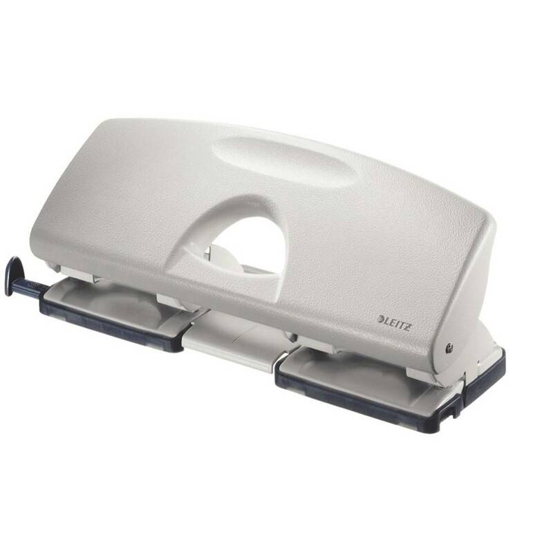 Hulapparat Leitz hvid 4-huls m/skinne t/25ark 5012